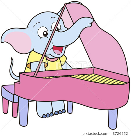 Cartoon Elephant Playing a Pinao 8726352