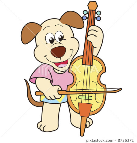 Cartoon Dog Playing a Cello 8726371