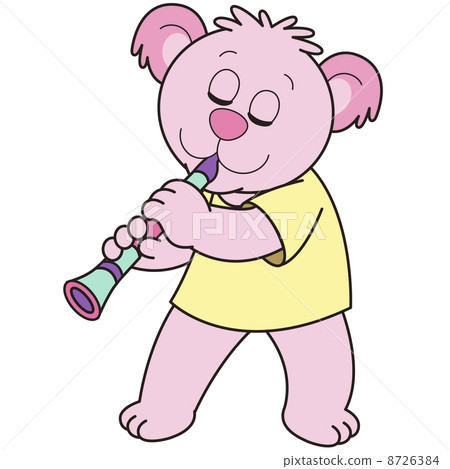 Cartoon Bear Playing a Clarinet 8726384