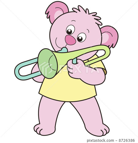 Cartoon Bear Playing a Trombone 8726386