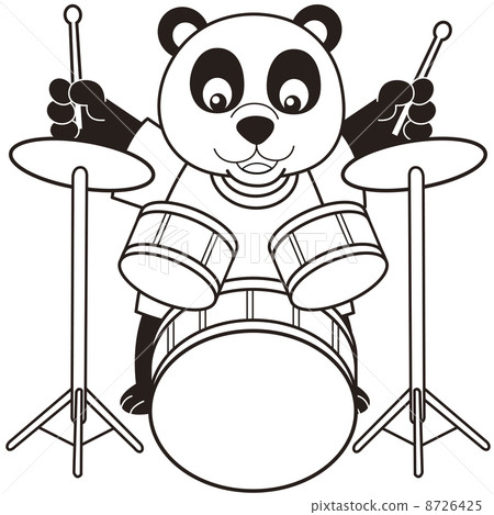 Cartoon Panda Playing Drums Cartoon Panda Playing Drums 8726425