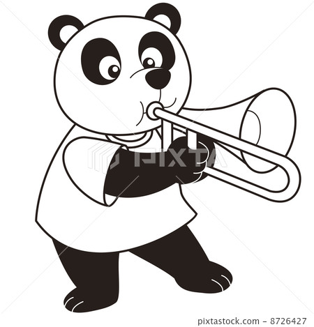 Cartoon Panda Playing a Trombone Cartoon Panda Playing a Trombone 8726427