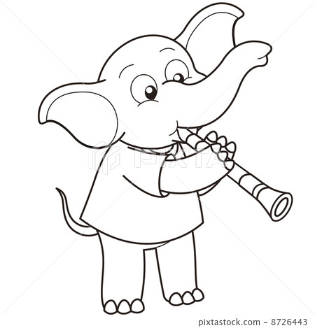 Cartoon Elephant Playing a Clarinet 8726443