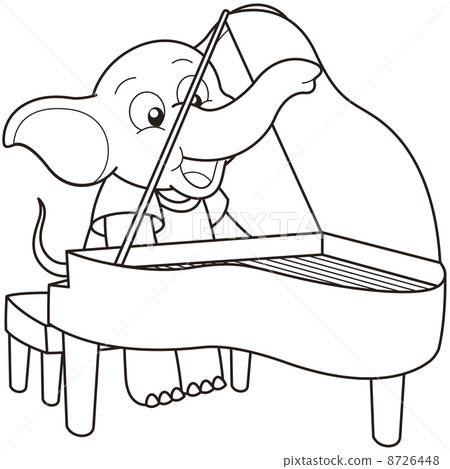 Cartoon Elephant Playing a Pinao 8726448