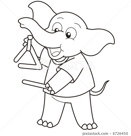 Cartoon Elephant Playing a Triangle Cartoon Elephant Playing a Triangle 8726450