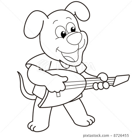 Cartoon Dog Playing an Electric Guitar 8726455