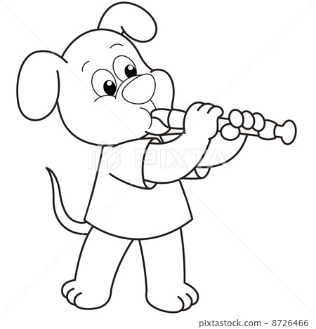 Cartoon Dog Playing an Oboe Cartoon Dog Playing an Oboe 8726466