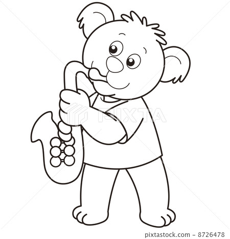Cartoon Bear Playing a Saxophone 8726478