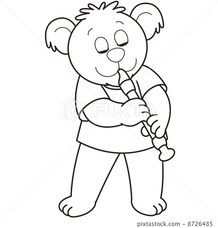 Cartoon Bear Playing an Oboe Cartoon Bear Playing an Oboe 8726485