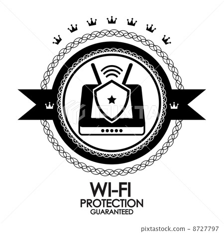 Black retro vintage label wi-fi protection Black retro vintage label wi-fi protection 8727797