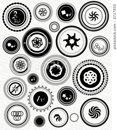 Black retro vintage stamps abstract shapes Black retro vintage stamps abstract shapes 8727850