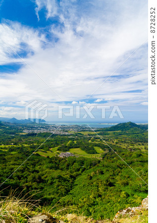 夏威夷歐胡島Nuuanu·巴黎從觀察小鎮卡內奧赫觀看 夏威夷歐胡島Nuuanu·巴黎從觀察小鎮卡內奧赫觀看 8728252