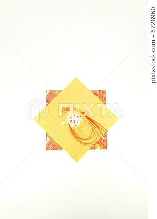 New Year's card material - Tortoise of red and white gold water tile - White back to 2 kinds of Japanese paper Vertical position subtraction / postcard correspondence ratio 8728960