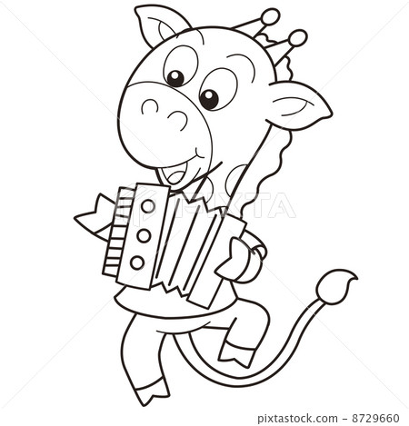 Cartoon Giraffe Playing an Accordion Cartoon Giraffe Playing an Accordion 8729660
