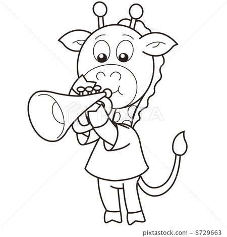 Cartoon Giraffe Playing a Trumpet Cartoon Giraffe Playing a Trumpet 8729663