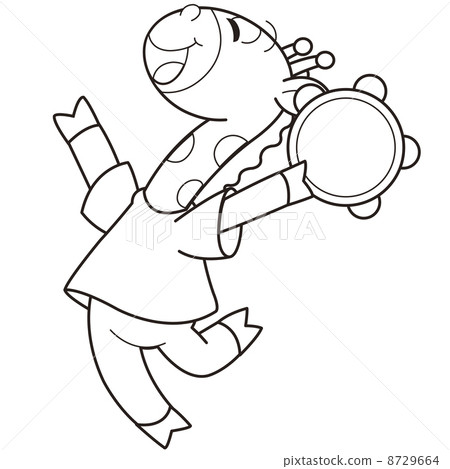 Cartoon Giraffe Playing a Tambourine Cartoon Giraffe Playing a Tambourine 8729664