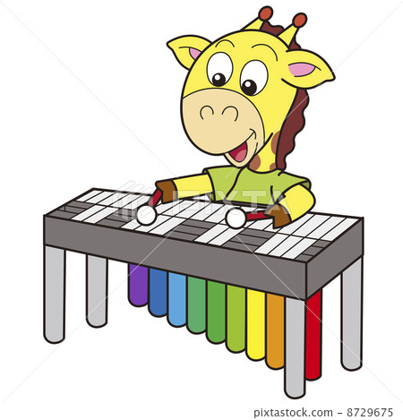 Cartoon Giraffe Playing a Vibraphone Cartoon Giraffe Playing a Vibraphone 8729675