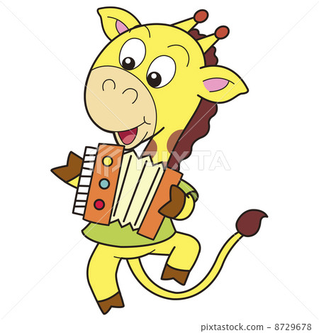 Cartoon Giraffe Playing an Accordion Cartoon Giraffe Playing an Accordion 8729678