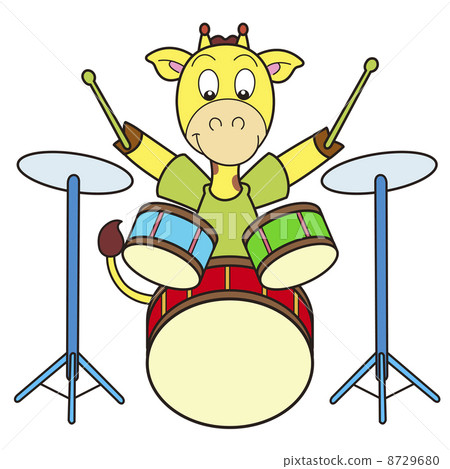 Cartoon Giraffe Playing Drums Cartoon Giraffe Playing Drums 8729680