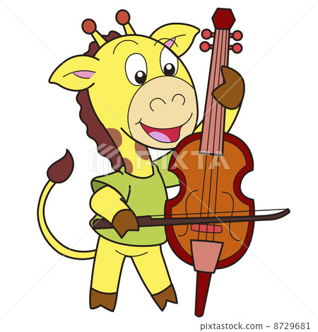 Cartoon Giraffe Playing a Cello 8729681
