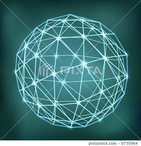 Abstract geometric sphere composition with glowing points 8730964