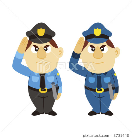 插图素材 funny cartoon policeman two colors