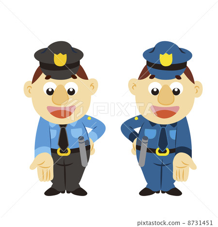 funny cartoon policeman, two colors funny cartoon policeman, two colors 8731451