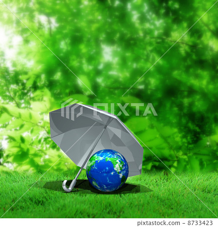 在陽光下穿過太陽，地球在傘中 8733423