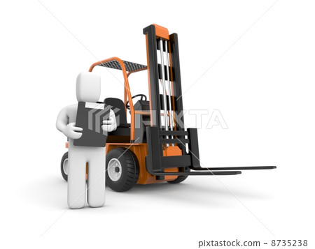 Person drive a Forklift Person drive a Forklift 8735238