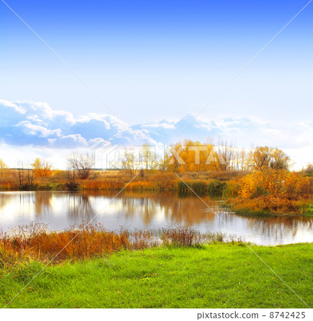 Autumn landscape with a lake Autumn landscape with a lake 8742425
