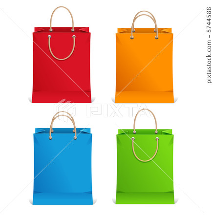 Shopping bags orange, blue, green and red 8744588