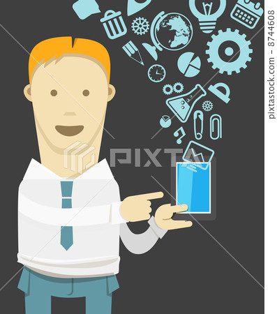 Young man with new modern mobile phone Young man with new modern mobile phone 8744608