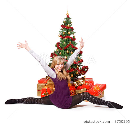 happy teenage girl with gift happy teenage girl with gift 8750395