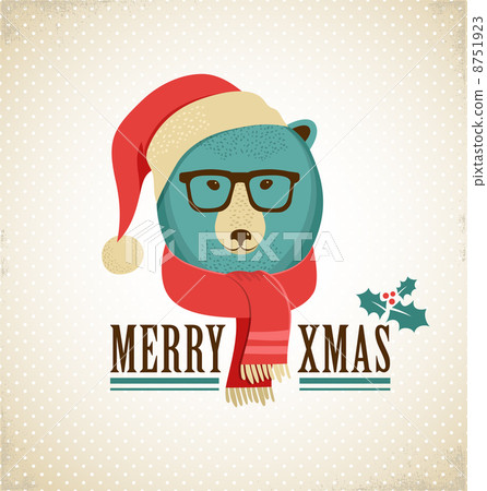 Christmas background with hipster bear Christmas background with hipster bear 8751923