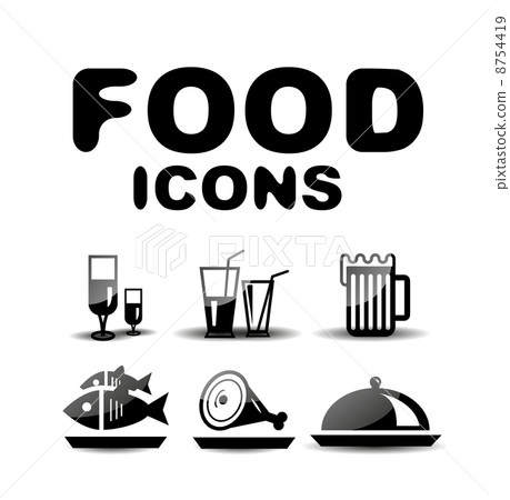 Food black glossy icon set Food black glossy icon set 8754419
