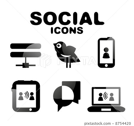 Black glossy social icon set 8754420