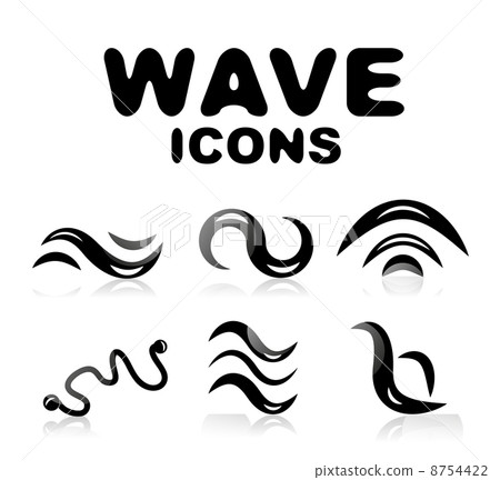 Wave glossy black icon set 8754422