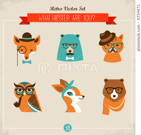 Cute fashion Hipster Animals  8754471