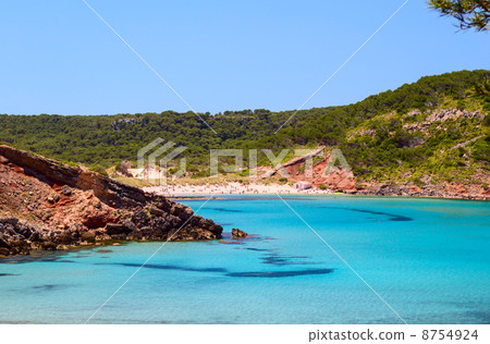 Cala de Algariens seascape in sunny day at Menorca, Spain. 8754924