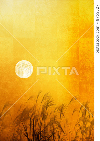 Gold folding screen and Susuki and full moon Gold folding screen and Susuki and full moon 8755327