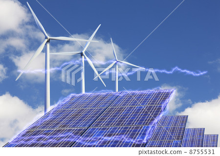 Solar power generation and blue sky Solar power generation and blue sky 8755531