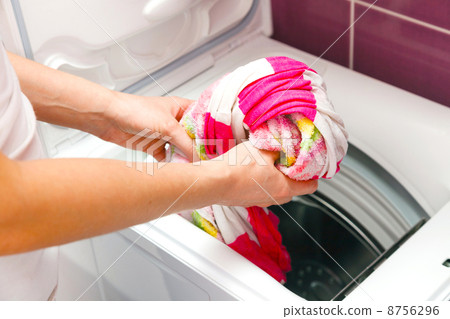 Woman and washing machine Woman and washing machine 8756296