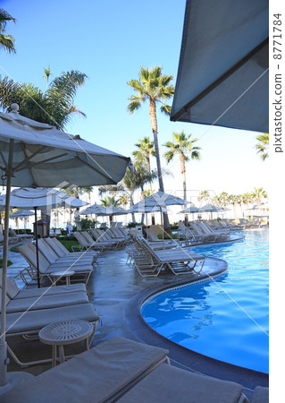 Resort hotel's swimming pool, summer morning Resort hotel's swimming pool, summer morning 8771784