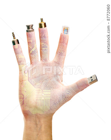 hand with computer terminals at Your Fingertips hand with computer terminals at Your Fingertips 8772060