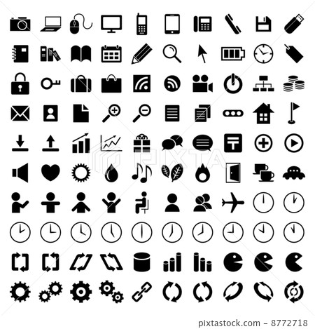 Icon set of camera, laptop computer, smartphone etc 8772718