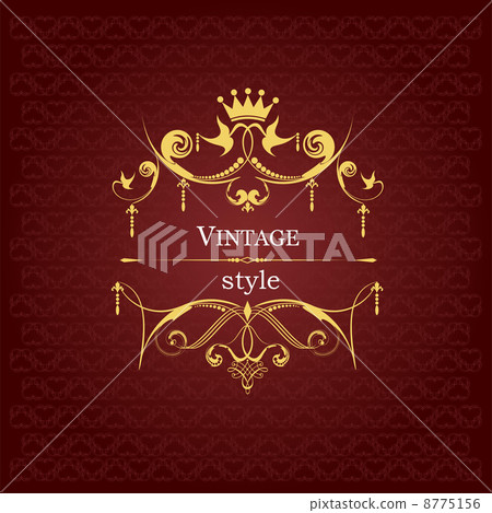 Gold ornament on brown background. Can be used as invitation car 8775156