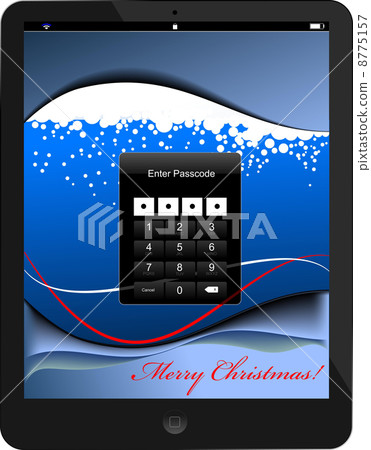 Locked tablet PC with Christmas background. Vector illustration Locked tablet PC with Christmas background. Vector illustration 8775157