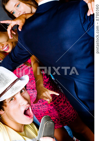 Male lead singer with retro mic 8780360