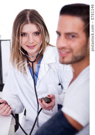 Patient checking his blood pressure 8781146