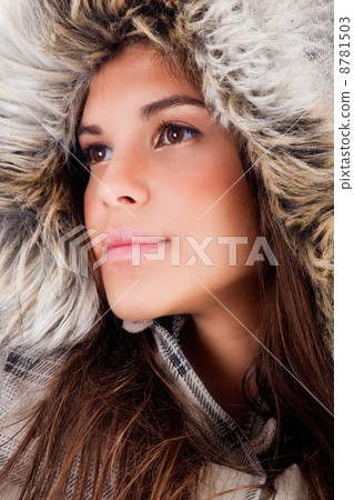 closeup shot of girl wearing woolen hat closeup shot of girl wearing woolen hat 8781503